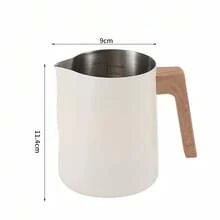 1Pc Upgraded Anti-Scalding Wood Grain Handle Coffee Milk Frothing Pitcher Jug, 304 Stainless Steel, With Accurate Inner Scale, Eagle-Mouth Precise Control Of Milk Froth Flow Rate, Suitable For Beginners To Make Milk Froth, Professional Coffee Milk Froth Cup, Easy To Clean, Professional Grade Trowel Experience, Creating Dense Milk Froth, Office And Home Coffee Utensil 350/580ml Back To School - Multicolor - View 13