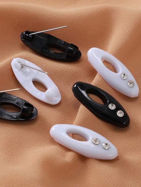 12 pièces Épingles pour foulard pour femmes, boucles de foulard noir et blanc, épingles de hijab à la mode, broche