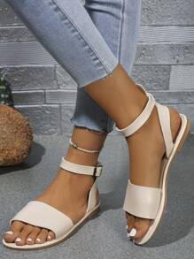 Sandalias planas versátiles, de moda, cómodas y con correa para adolescentes y jóvenes, sandalias planas con correa para la playa