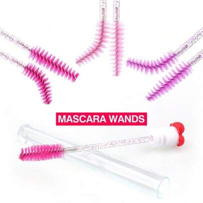 Wholesale Eyelash Extension Comb Tube Cartoon Design Eyelash Brush, Eyelash Brush With Tube Crystal Eyelash Brush With Tube Eyelash Brush