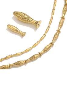 5 件不锈钢金鱼串珠小饰品隔珠散珠适用于珠宝制作工艺品手工 DIY 手链配件散装