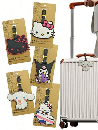 Sanrio 1Pc Sanrio Hello Kitty Luggage Label Cute My Melody Kuromi Cinnamoroll Luggage Tag Cartoon Suitcase ID Address Holder Baggage Boarding Portable Party Favor Small Gifts Give Away (Some Parts May Be Random)