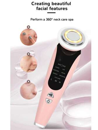 1 Photon Skin Rejuvenation Facial Cleansing Beauty Device, 7 Color Light Introduction Device, Facial Massager Ultrasonic Introduction Device, Facial Cleansing Device 400mAh