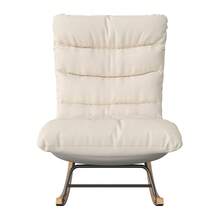 Chaise à bascule avec rembourrage, pieds en bois, dossier réglable, moderne, Style Simple, chaise de loisirs, Beige - Beige - Voir 12