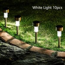 10-Piece Solar LED Lights, Outdoor Solar Stainless Steel Lights, IP44 Solar Landscape Decorative Lights,20mAh,Suitable For Courtyards, Lawns, Pathways, Decks, Driveways, Gardens, Festival Parties, And Courtyard Walkway Decoration - Ánh sáng trắng - Xem 2