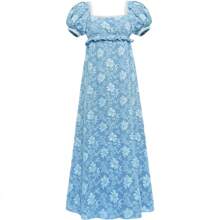 Costume de régence pour femme, robe longue vintage victorienne à fleurs, taille haute, tenue de bal, de thé, d'Halloween