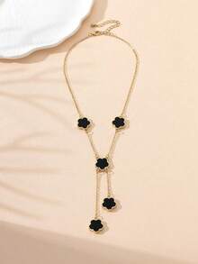 1件优雅女士五叶草项链，疗愈水晶项链，用于精神能量疗愈，适合日常佩戴，是送给女友、妻子或伴侣的理想礼物 - 多色 - 查看 8