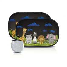 2 Packungen mit je 50cm x 30cm süßem Tier-Wald Sonnenschutz für Autofenster - UV-blockend, Polyestermaterial, ideal für Sonnenschutz und dekorative Verwendung, Sonnenschutz | verspieltes Design | einfache Montage, universell passend für Autos & SUVs, Auto-Fenster-Sonnenschutz