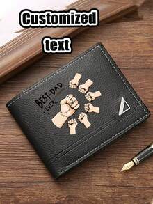 Billetera personalizada para hombre, con texto grabado por láser, billetera de doble pliegue exquisito, apropiada para padre, esposo - muy adecuada como regalo de cumpleaños, Día del Padre, Navidad, aniversario, para dar a amigos, familiares, mayores, usted mismo - Multicolor - Ver 4