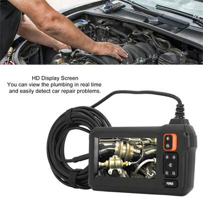 Brillo Ajustable Industrial HD 1920 x 1080P Digital Borescope Set, Endoscopio Industrial Impermeable Lente de 8mm Endoscopio Industrial Cámara de Inspección con Pantalla IPS de 4.3" y 8 LED para Mantenimiento de Automóviles inspección de tuberías de drenaje mantenimiento de equipos mecánicos - Imagen Giratoria: 180°, la pantalla soporta cambio de color blanco y negro