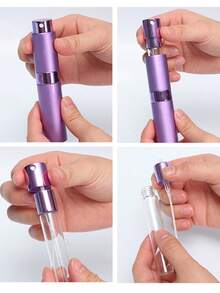 1/3/5个装12ml便携灌装喷雾旅行方管香水分装小工具竖条纹铝制保湿喷雾瓶玻璃分装瓶喷雾瓶旅行日常必备 - 彩色 - 查看 9