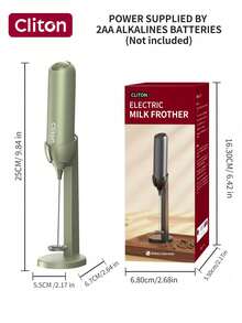 CLITON 电池式奶泡器（不含电池） - 适用于咖啡、拿铁、热巧克力，3 种款式（单头/经典塑料/升级不锈钢），6 种颜色（黑/白/粉/绿/红/蓝） - 圣诞节、圣尼古拉斯节、情人节、新年、乔迁、复活节的完美礼物 - 彩色 - 查看 19
