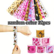 6/12 件可调节闪光西部牛仔手镯 | 按扣马匹设计派对腕带，适用于单身派对用品、西部主题派对装饰、牛仔竞技迪斯科生日礼物 - 粉色牛仔风格乡村音乐节配饰 - 彩色 - 查看 11