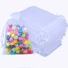 50/100个白色欧根纱礼品袋、餐具糖果袋、婚礼必需品礼品袋、万圣节和圣诞节家居用品包装袋