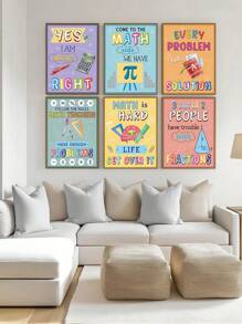 1pc Math Wall Art Prints Mathematical Elements Canvas Wall Art Geometric Math Posters For Classroom Inspiration Saying Math Art Poster For Middle School Classroom Study Room Decor Unframed