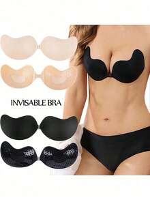 粘性胸罩 - 隐形聚拢胸罩露背无肩带胸罩，无缝前扣胸罩内衣女士自粘硅胶粘合剂，自粘露背可重复使用聚拢乳贴，女士内衣和内衣配饰 - 彩色 - 查看 6