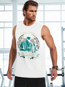 Top de tirantes de hombre elegante con estampado personalizado de Huckleberry Finn, perfecto para uso casual de verano, ideal para fans de la literatura clásica y una gran opción de regalo - Blanco - Ver 2