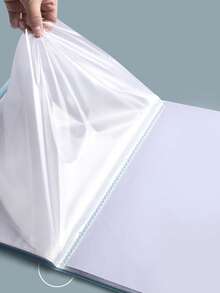 40页按扣式文件整理文件夹，大容量学生试卷/合同文件收纳，透明封套，随机封面卡纸