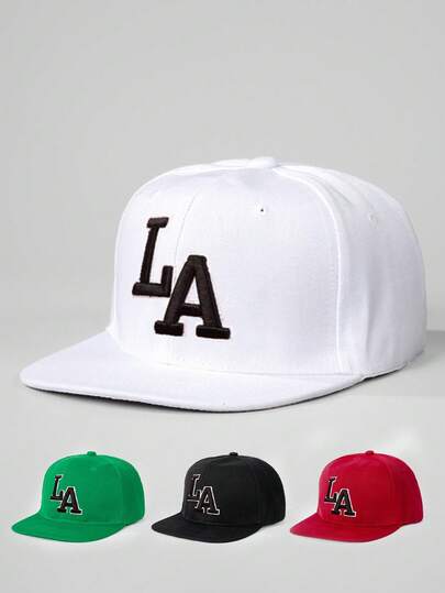 1 件可调节刺绣 LA 平檐棒球帽，户外防晒休闲帽，适合春季、秋季、旅行、海滩、男孩、Y2K 风格