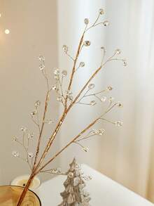 氛围装饰，圣诞创意装饰，人造花，人造植物，人造树枝，手工制作，透明金粉，星形，水滴形，宝石形，节日家居装饰 - 彩色 - 查看 15