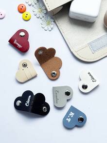 Customizable Leather Heart-Shaped Earphone & Cable Organizer, Data Cable Management Tie, Desk Wire Clips, Loom Band - Multicolor - View 3