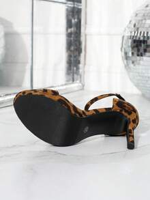 1 双欧美时尚新款高跟女凉鞋，防水台厚底鞋，系带豹纹设计 - 豹紋色 - 查看 7