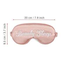 1pc Lotus Pink "Beauty Sleep" Embroidered Logo Soft Polyester Eyeshade, Napping & Sleeping Aid - Dusty Pink - View 3