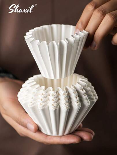 shoxil 50 Stücke Basics Korbkaffeefilter für 1-4 Tassen Kaffeemaschinen, weiß