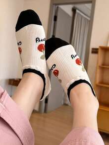 3 Pairs Of Women Thin Breathable Invisible Socks In White, Cherry Red, Mesh, And Lace Design, Cute & Aesthetic Style For Spring/Summer, Suitable For Daily Wear, Party, Date, School, Holiday Gift Christmas Gift - Multicolor - View 3