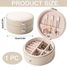Mini Jewelry Travel Organizer - Scratch-Resistant Portable Jewelry Case With Multi-Section Compartments For Rings, Earrings, Necklaces - Perfect Gift Box For Women & Girls (Square/Circle)