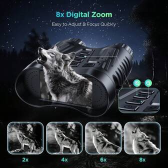 4K Adult Infrared Night Vision Binoculars, 3.2 Inch Large Screen, 8x Digital Zoom, 32GB Card To Save Photos And Videos, Suitable For Camping, Hunting