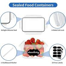 48pcs Food Storage Container Set With Easy-Snap Lids (24Lids + 24Containers) - Christmas Gift For Pantry And Kitchen Organization - Comes With Free Labels And Markers, Local Warehouse Delivery - trắng - Xem 5