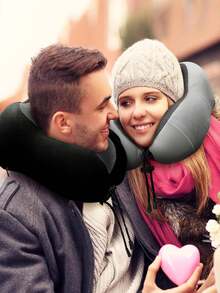 1pc Travel Pillow, Particle Hooded U-Shaped Pillow, Multifunctional Neck Pillow, Airplane Nap Hooded Neck Pillow Travel Essentials Travel Accessories Vacation Summer Holiday Back To School Travel Pillow Neck Bag For School School Accessories School Stuff - Multicolor - View 5