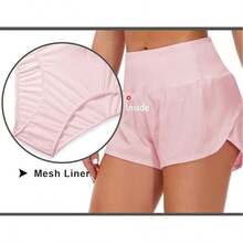 Womens High Waisted Running Shorts Quick Dry Athletic Workout Shorts With Mesh Liner Zipper Pockets - Pink - View 3