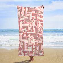 Coral And Cream Geometry Texture Beach Towel Quick-Dry & Super Absorbent Sand Proof Towels Classic Boho Geometric Design Summer Microfiber Bath Towel Pool Travel Swimming, Great Gift For Friends, Parents, Families Home Bathroom Outdoor Beach Swimming Pool Travel Use 29x58 Inch - Style-5 - View 1