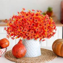 12 Bundles Artificial Flowers Combo Pack For Home Garden Decoration, Mix Of Pink Red Purple Yellow Faux Flower Daisy Eucalyptus Fake Plants Greenery Boxwood Porch Patio - F Blue - View 2