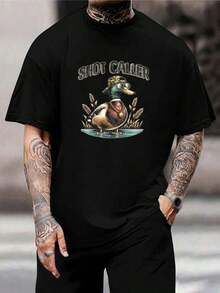 Camiseta divertida de pato mallard para hombre - Ropa de caza y pesca, camiseta gráfica genial, ropa informal, regalo para marido - Negro - Ver 1