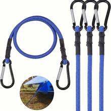 1/2pcs 60cm Heavy Duty Rubber Bungee Cord With Aluminum Alloy Hooks, Sturdy Elastic Rope For Outdoor Tent And Camping Accessories - Multicolor - View 1