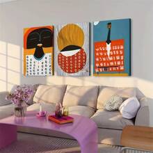 1pc/3pcs Set Modern Bohemian African Art Canvas Posters,Vibrant On Canvas Wall Arts,For Bedroom, Living Room, Hallway,Hotel, Apartment, Studio Wall Decoration,Ideal Summer Gift For Art Lovers And Boho Fashion Enthusiasts,NO Frame/Framed