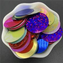 200 件 25 毫米 PVC 扁平圆形散片，带 1 个侧孔，亮片缝纫婚礼工艺配件 DIY 吊坠亮片饰边