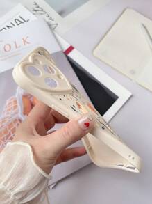 1 pieza Funda de teléfono con estampado floral de TPU mate con forma de corazón compatible con iPhone X/XR/XS MAX/11/12/13/14 Pro/15 Pro Max/16/16 Pro/16 Plus/16 Pro Max