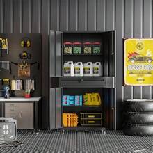 Metal Storage Cabinet With Wheels Metal Garage Cabinet With Adjustable Shelves Tool Storage Cabinet With 1drawer Steel Locker Cabinet With Lock For Home Garage Black73 4 Casters - Black-73"4Casters - View 2