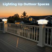Solar Post Cap Lights 2-Pack, Solar Post Lights Outdoor Waterproof, IP44 Solar Powered For , 3.5x3.5", 4x4", 5.5x5.5" Vinyl/Wooden Posts, Decorate Deck, Patio, Porch, Fence - 白色 - 查看 6