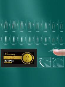 160片-320片热销透明假指甲美甲拱形指甲半磨砂美甲无痕假指甲 - 無色 - 查看 26