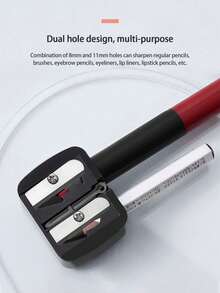 1pc/4pcs/6pcs/12pcs Transparent Cover Pencil Sharpener, Dual-Hole Pencil Sharpener Wholesale, Portable Makeup Tool, Stationery Accessories, Professional Eyebrow/Eyeliner Pencil Sharpener Back To School - Black - View 5