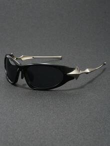 1 par de óculos masculinos futuristas, distópicos, Y2K, com design de explosão estelar, versáteis para uso casual, ao ar livre, na rua, em festas e festivais.