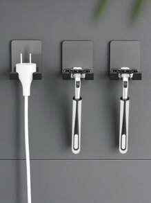 2pcs Plastic Manual Razor Holder Hooks, Self-Adhesive No Drill Stronghold Razor, Clothes, Umbrella Organizer Back To School