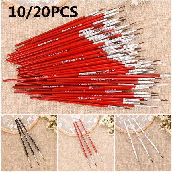 1 conjunto de 10 peças de canetas finas pintadas à mão com gancho fino, suprimentos para arte, caneta para desenho, pincel de nylon, caneta para pintura acrílica