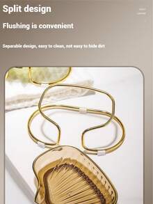 Light Luxury Elegant Green And Gold Soap Dish With Metal Frame - Rectangular Plastic Soap Dish For Bathroom Storage, Stylish Design Bathroom Accessories Bathroom Organizer Back To School - Multicolor - View 7