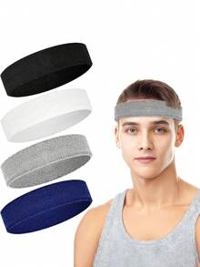3件套吸汗运动头带，男女通用，适合网球、篮球、跑步、健身等运动 - 吸汗带 [聚酯纤维]